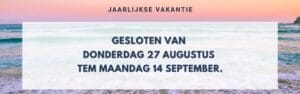 Jaarlijkse vakantie! Inpa Computers is gesloten van donderdag 27 augustus tem maandag 14 september.