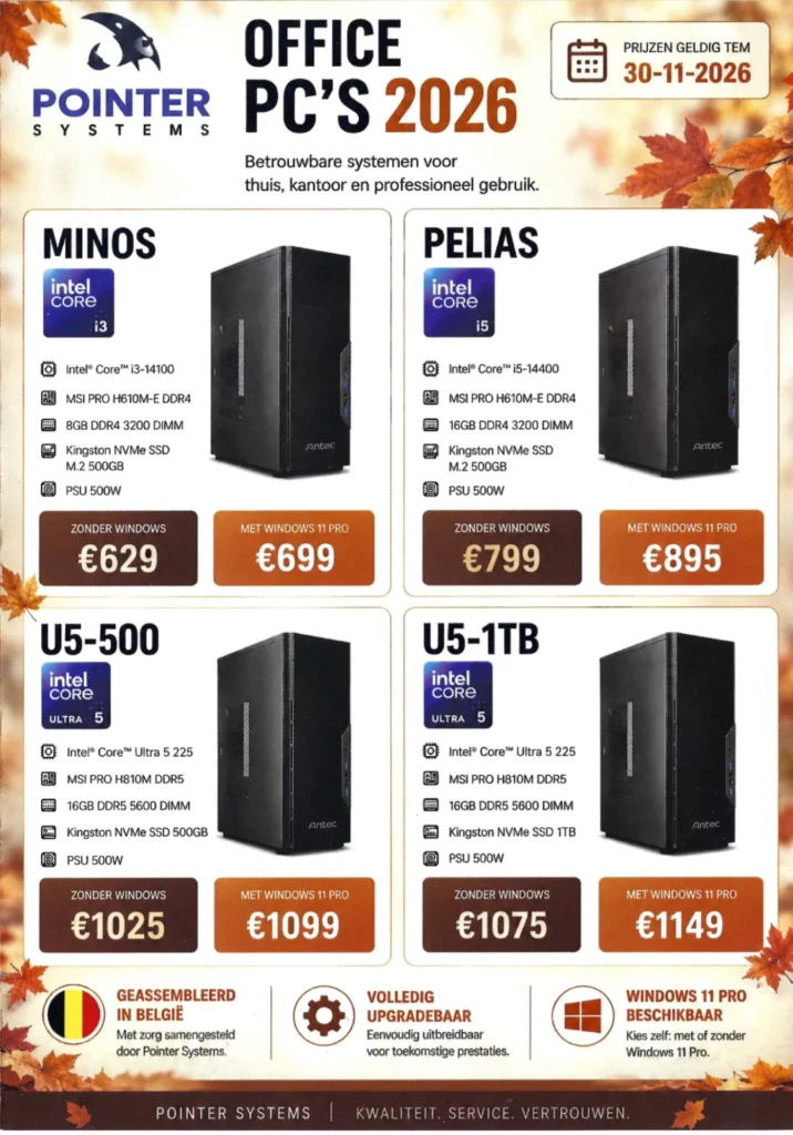 Pointer Systems folder oktober en november 2026 – Office pc’s